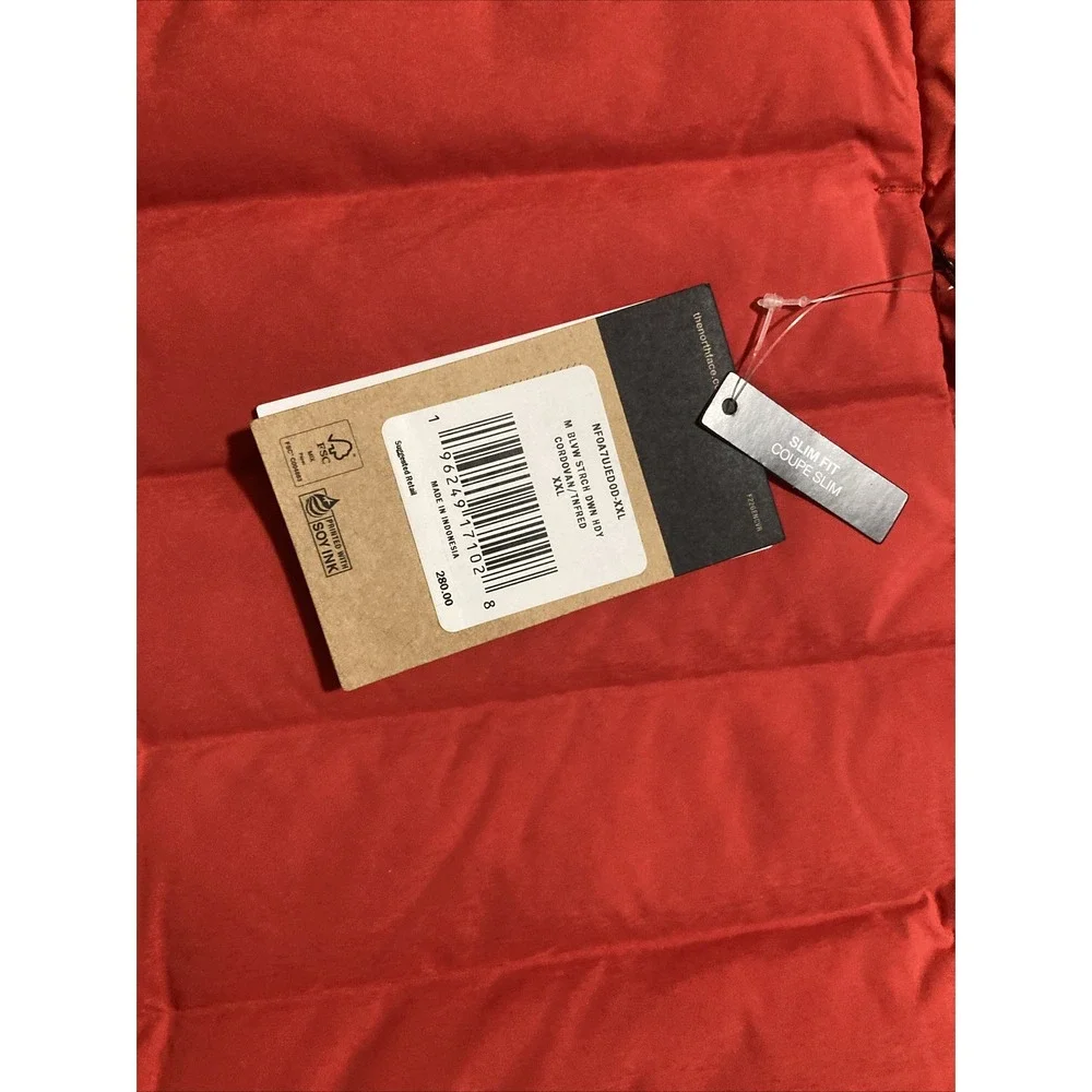 The North Face Men's‎ XXL Belleview Stretch 600 Down Hooded Jacket Cordovan/Red